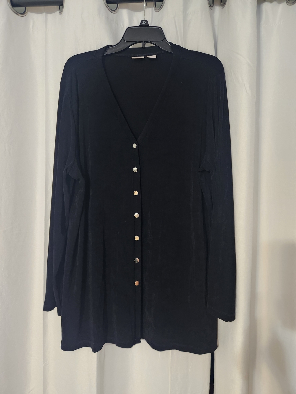Chico's Black Button-Front Long Sleeve Cardigan